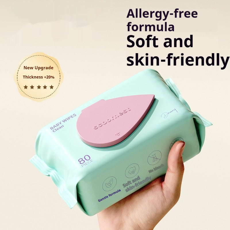 Baby Wet Wipes Newborn Baby Hand Mouth Bottom Special Children's Wipes 80 Pumping Big Bag Family Affordable