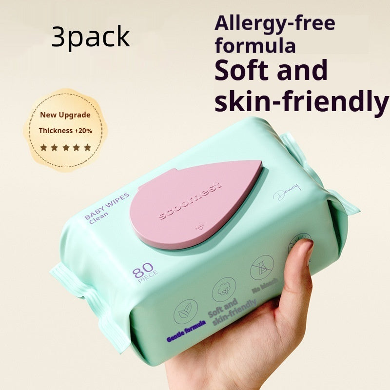 Baby Wet Wipes Newborn Baby Hand Mouth Bottom Special Children's Wipes 80 Pumping Big Bag Family Affordable
