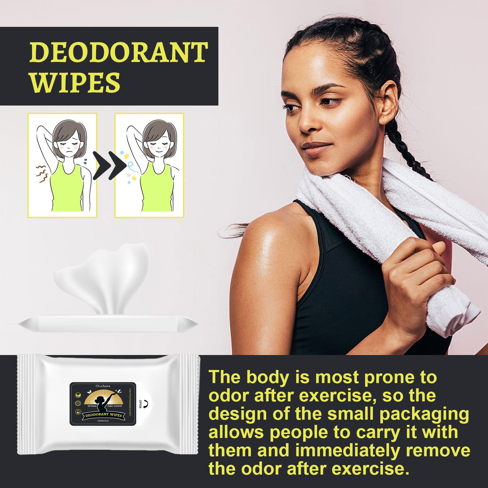 Odor Deodorant Wipes Exercise Sweating Body Wipe Wipes