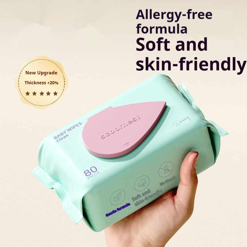 Baby Wet Wipes Newborn Baby Hand Mouth Bottom Special Children's Wipes 80 Pumping Big Bag Family Affordable
